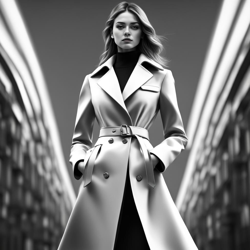 Young Lady in Black and White Luxury Outfit