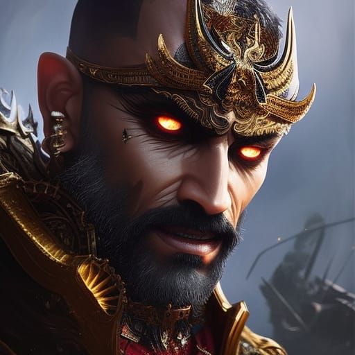 Majestic Demon Portrait in Hyperdetailed Style