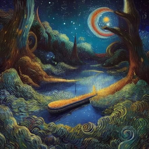 Mythological Dreamscape in Patchwork Storybook Style