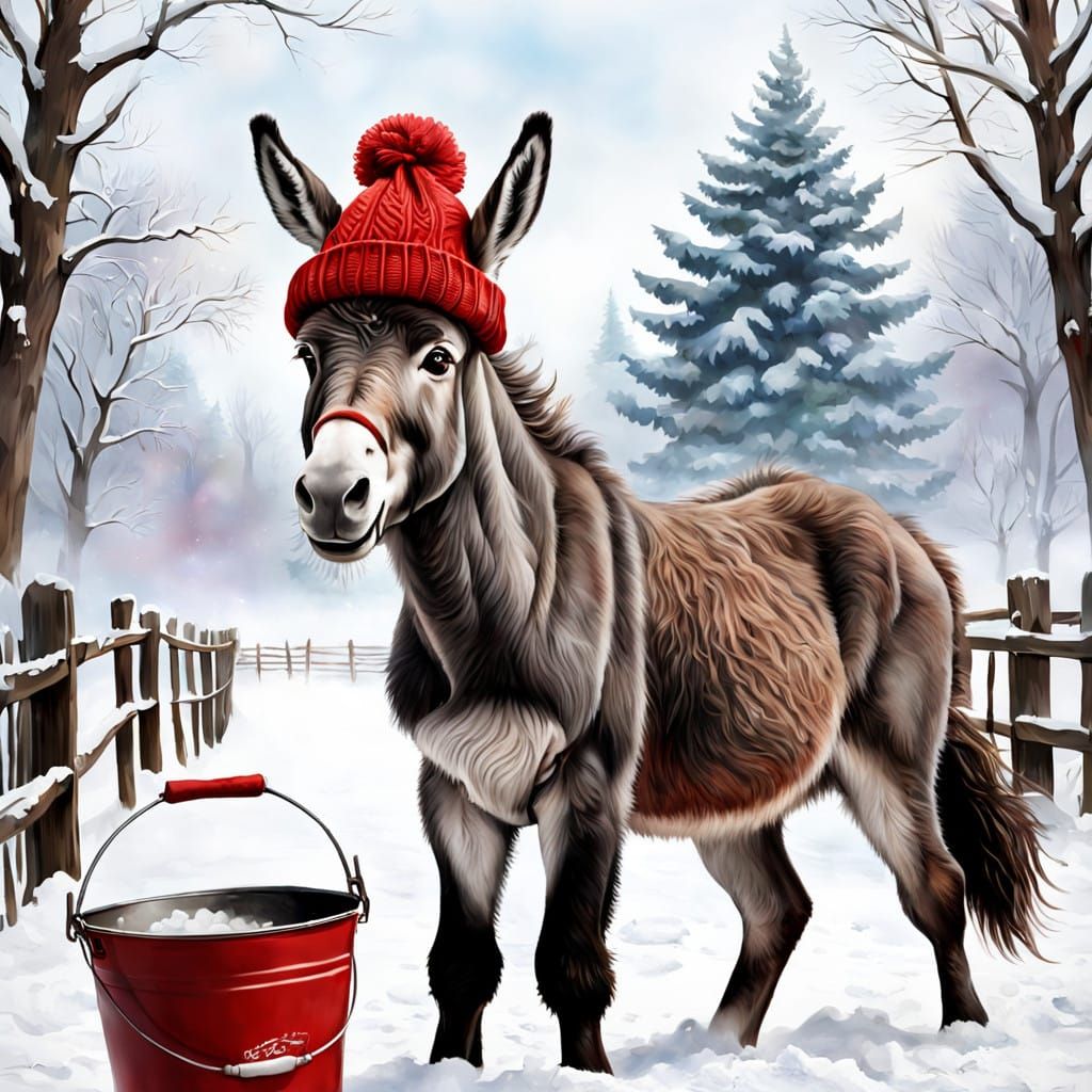 Whimsical Donkey in JMW Turner Style Airbrushed Oil Painting