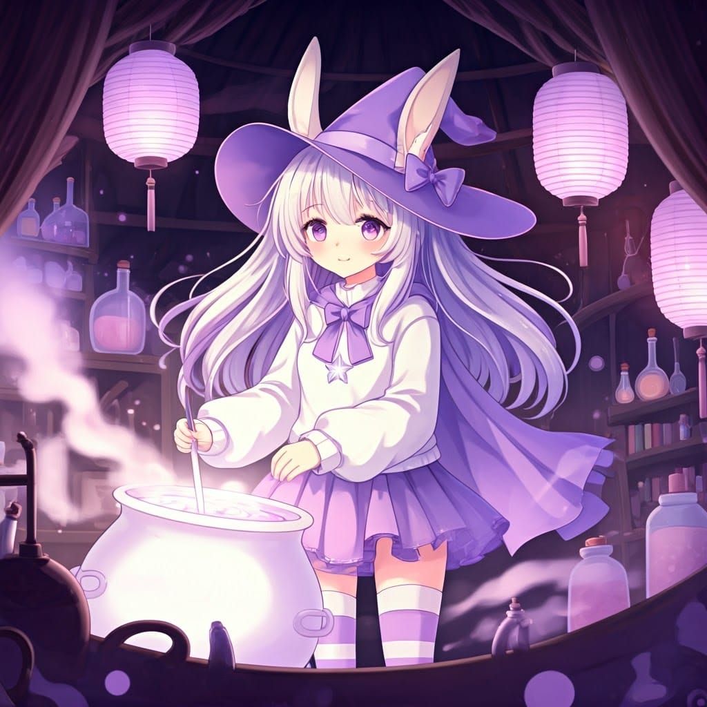 Mystical Girl Brews Magic in Whimsical Workshop