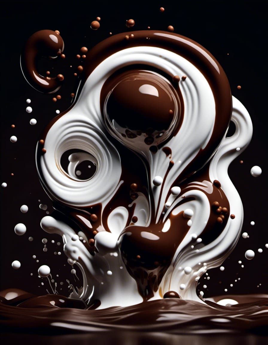 Chocolate and Milk Splash Art in Digital Surrealism