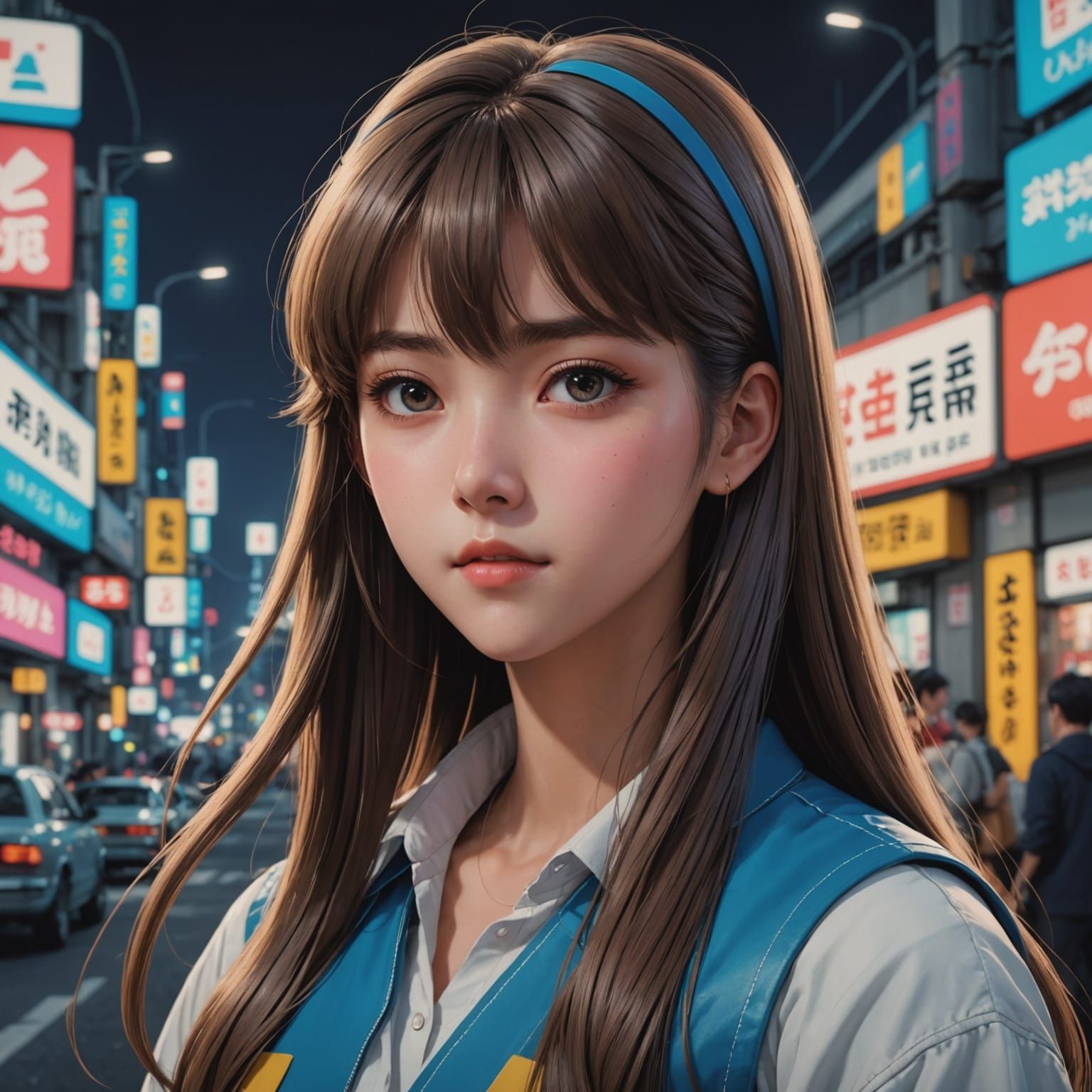 80s Anime Girl with Long Hair