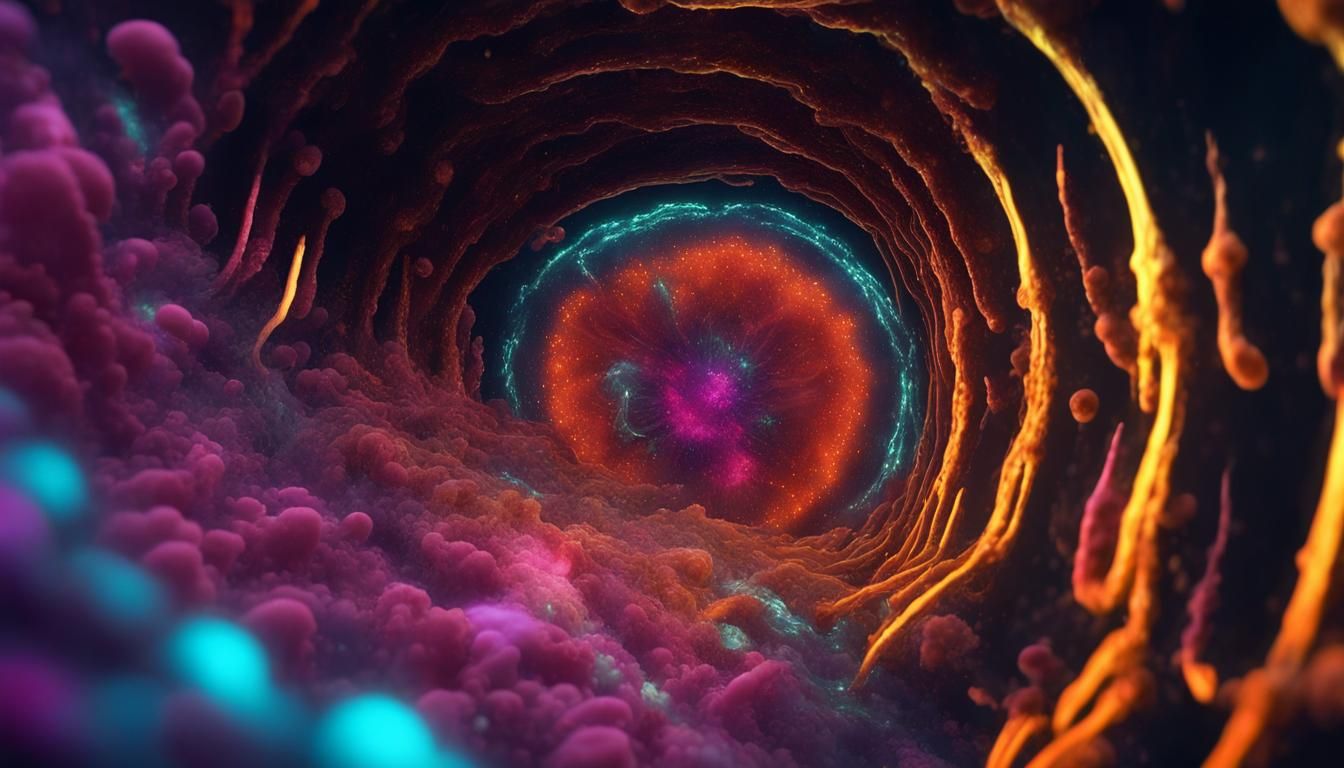 Lively Bacteria Rave: Microscopic Color Symphony