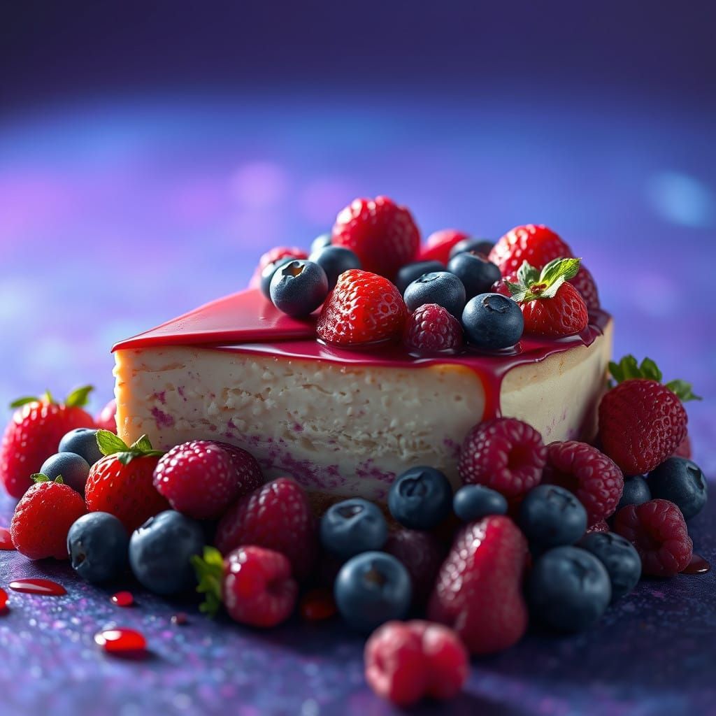 Decadent Fantasy Cheesecake with Vibrant Berries