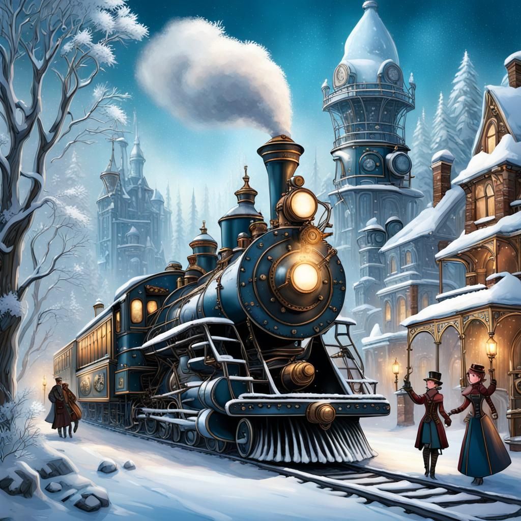 Steampunk Frozen World with Winter Magic