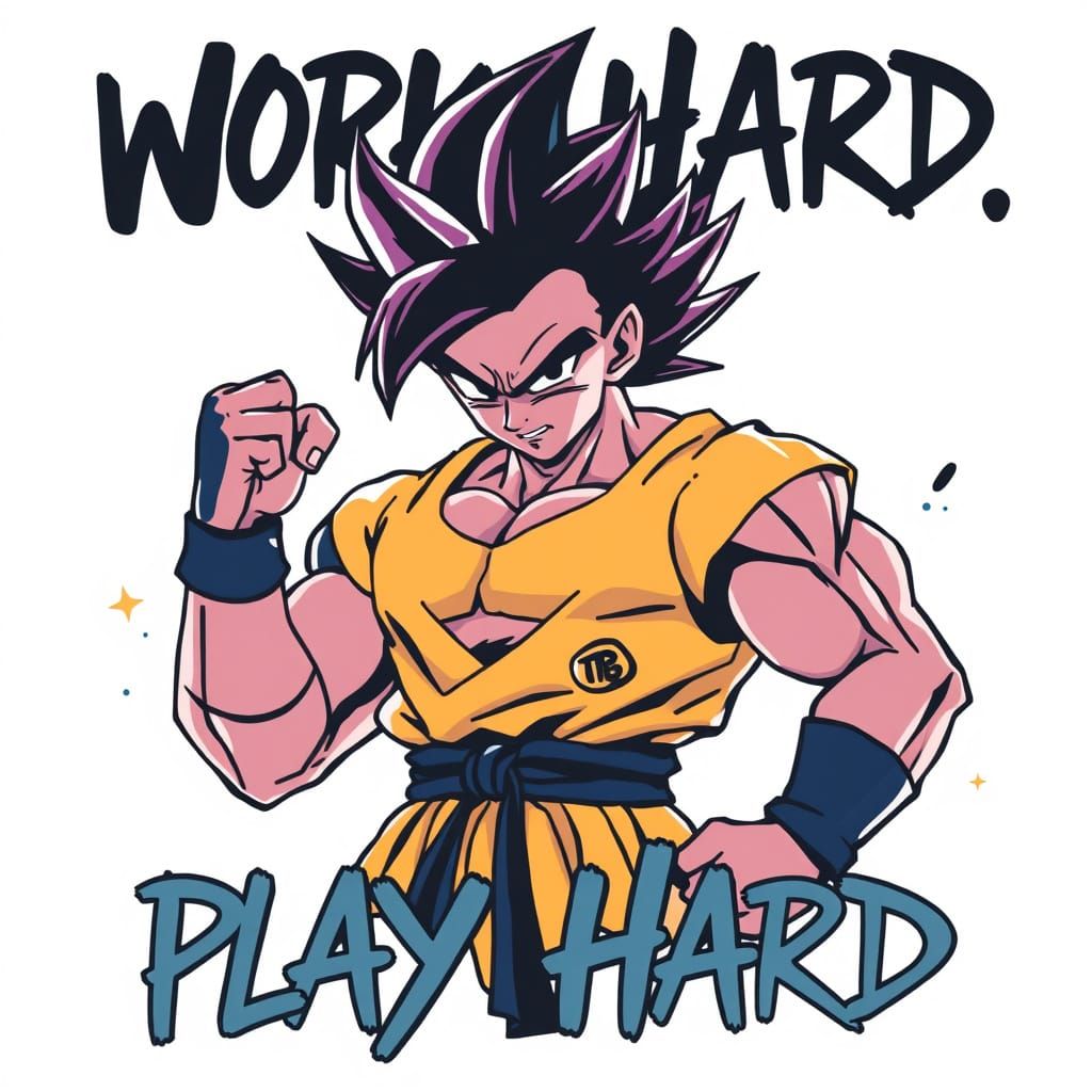 Saiyan Warrior Ready for Battle in Graffiti Style