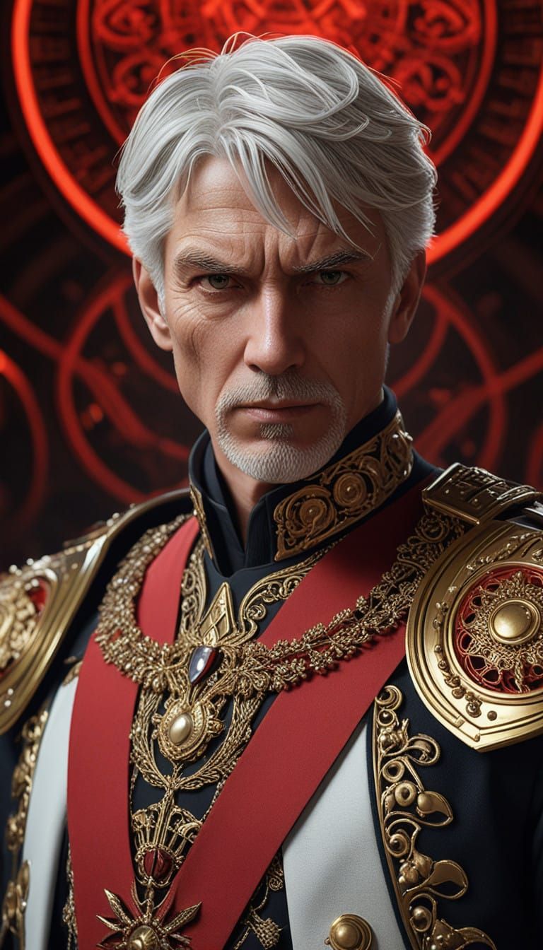 Elegant Victorian Futurist Noble in Full Dress Uniform