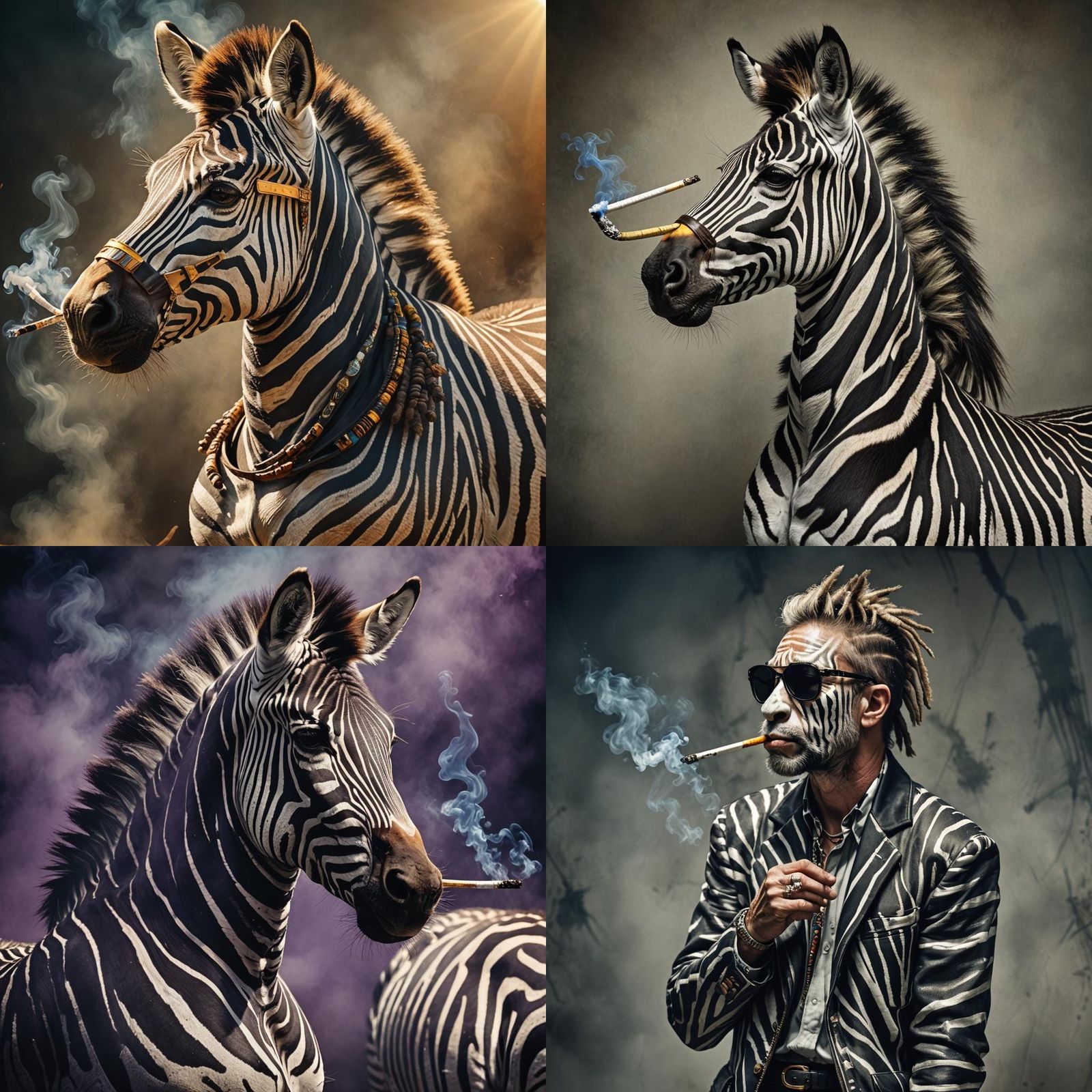 Zebra Smoking a Joint in High-Resolution