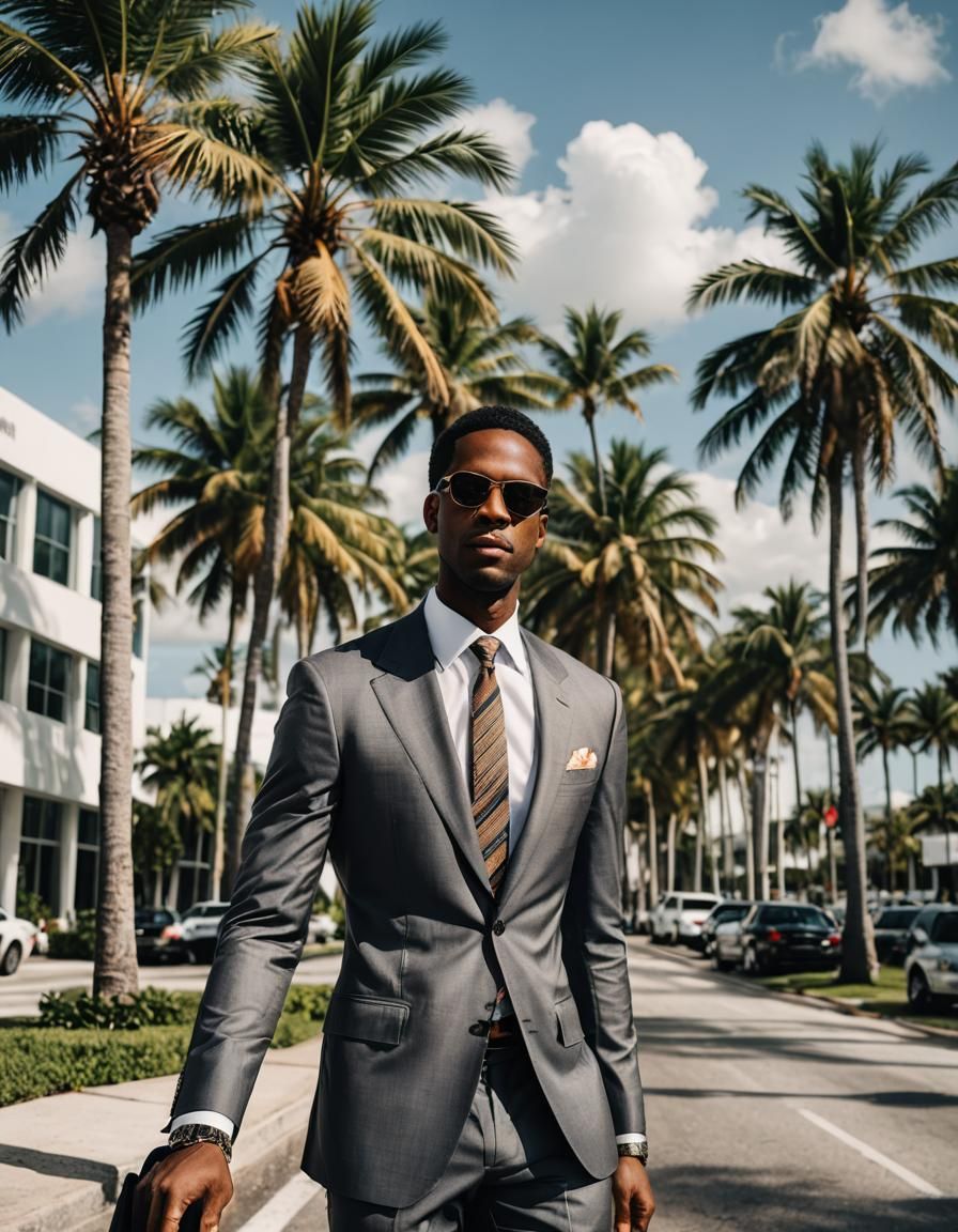 Miami Man in Suit and Tie