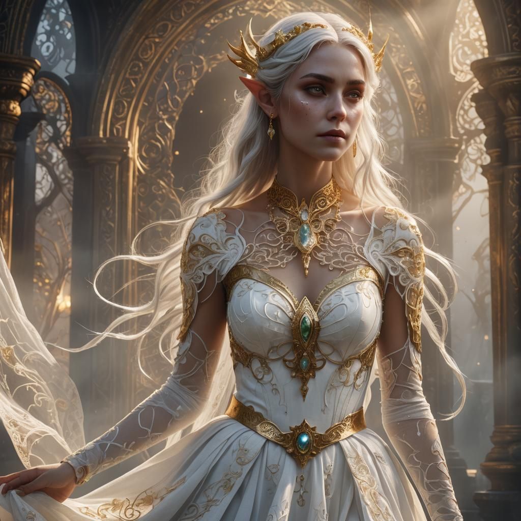 Ghostly Banshee in White Dress: Digital Matte Painting