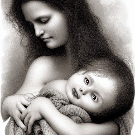 Touching Portrait of Mother and Child