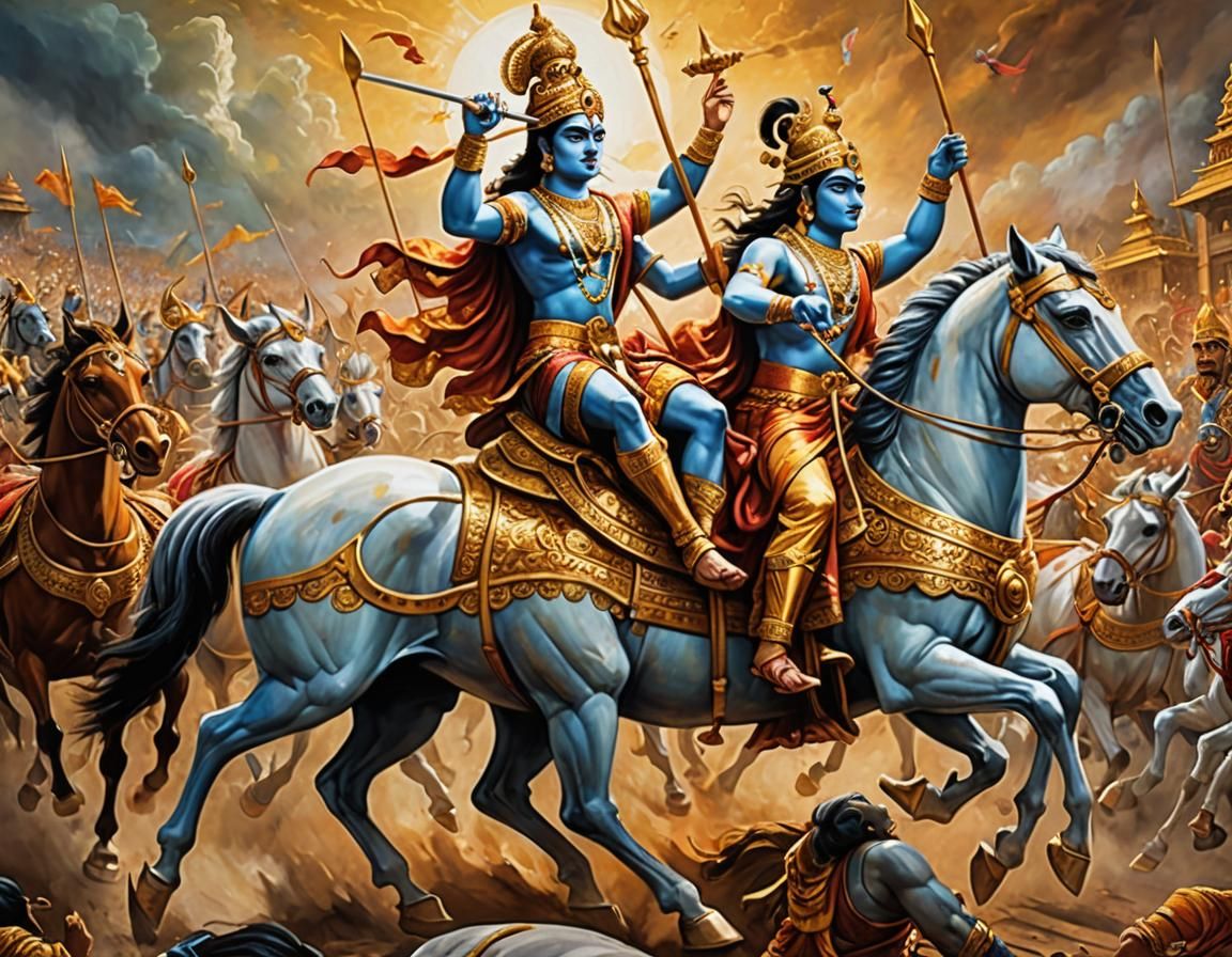 Krishna and Arjuna in Mahabharat Battle