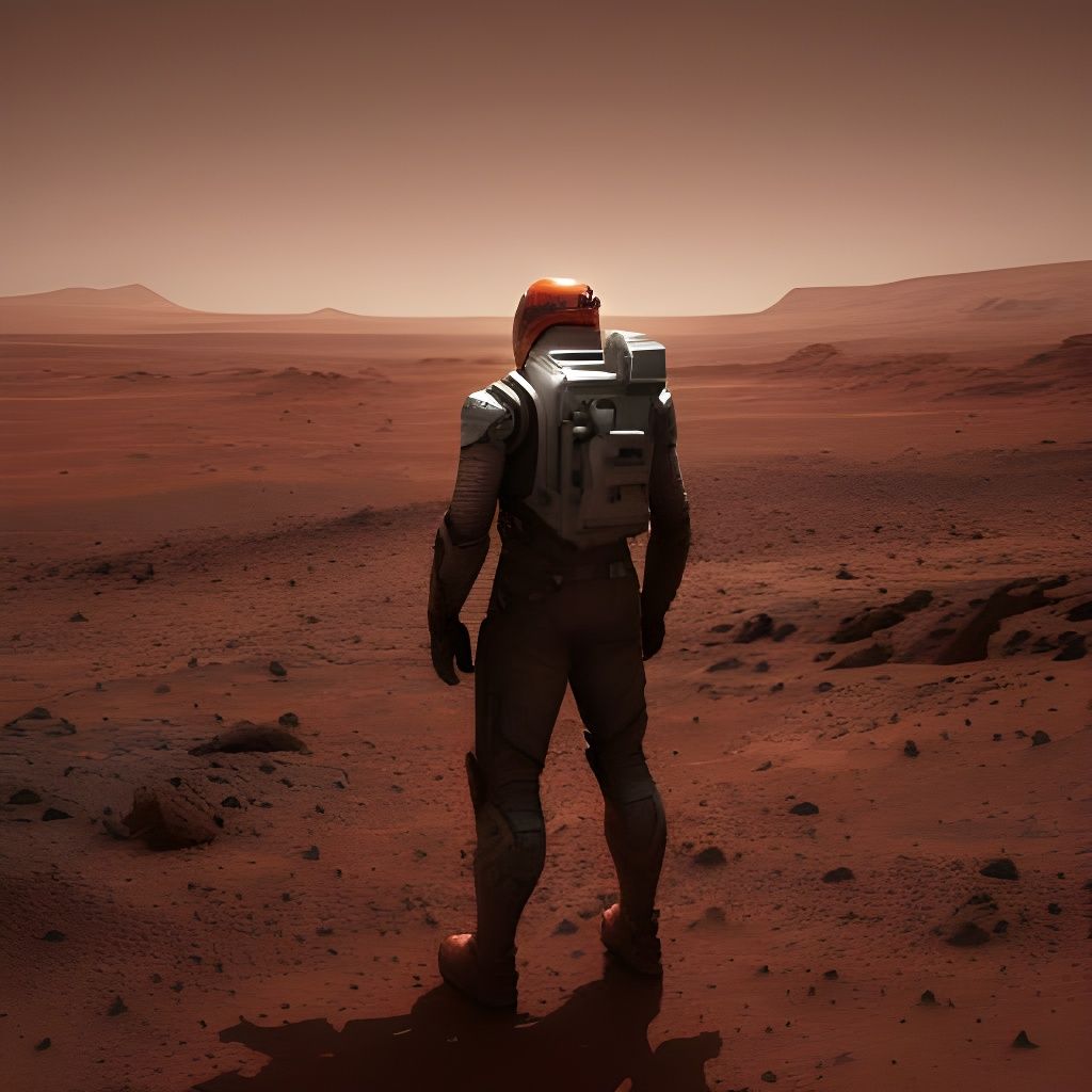 Astronaut Explores Desolate Mars Landscape