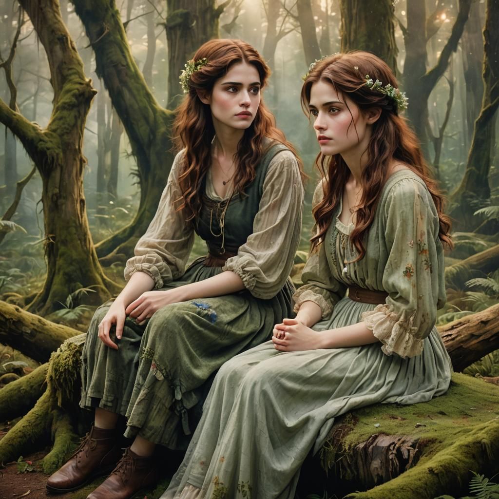 Bella Swan and Alice Cullen in Pre-Raphaelite Style