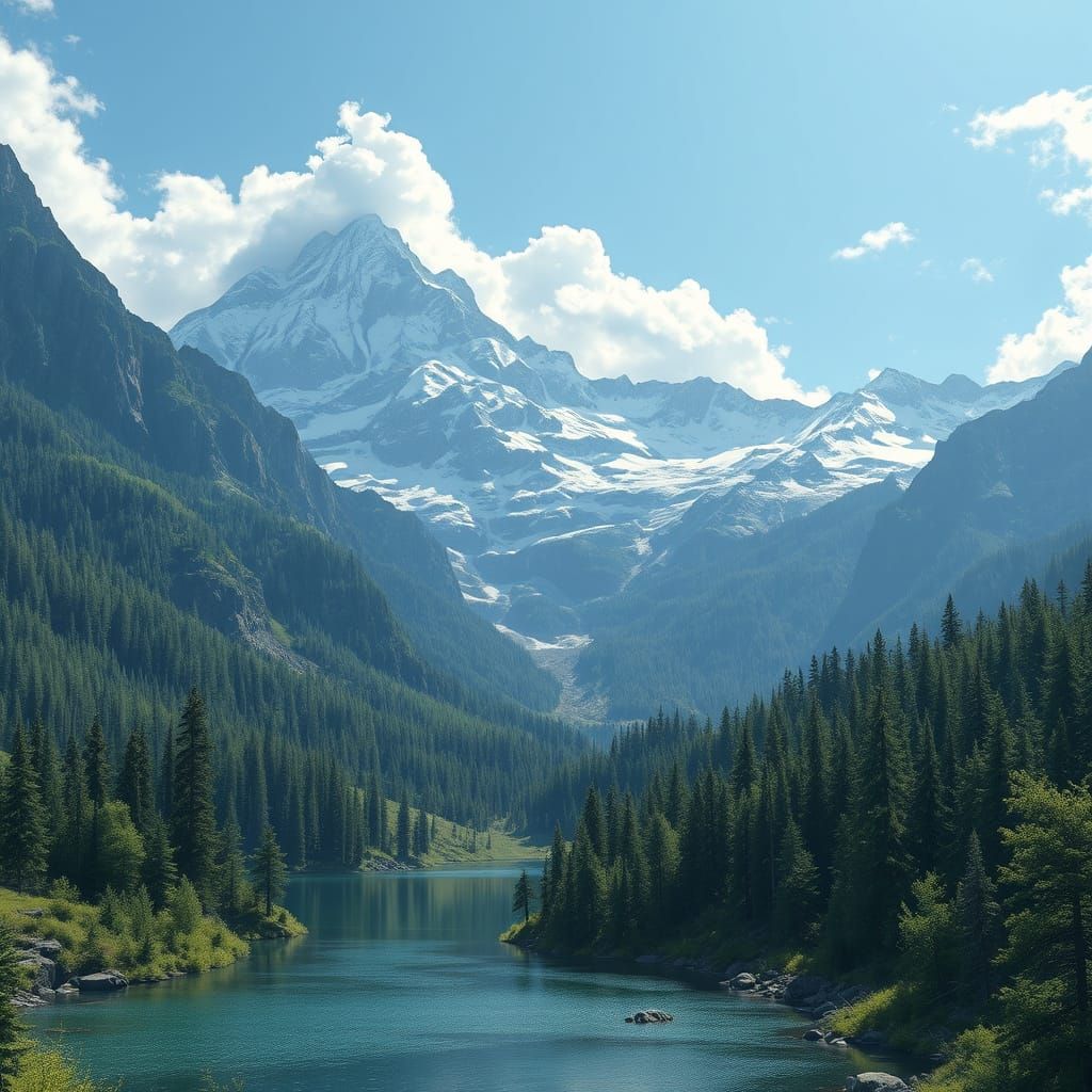 Rocky Mountains Landscape in 3D Anime Style