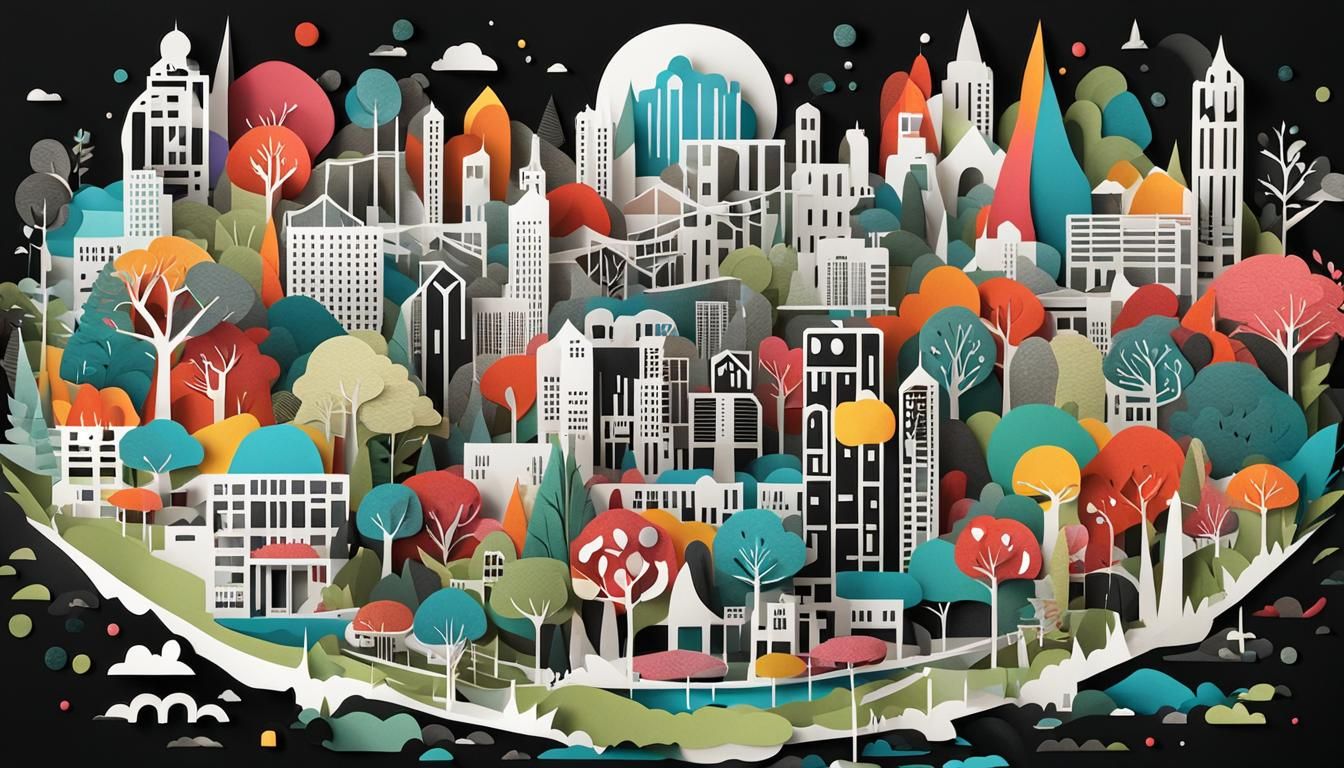 Typographic Papercut Utopian City