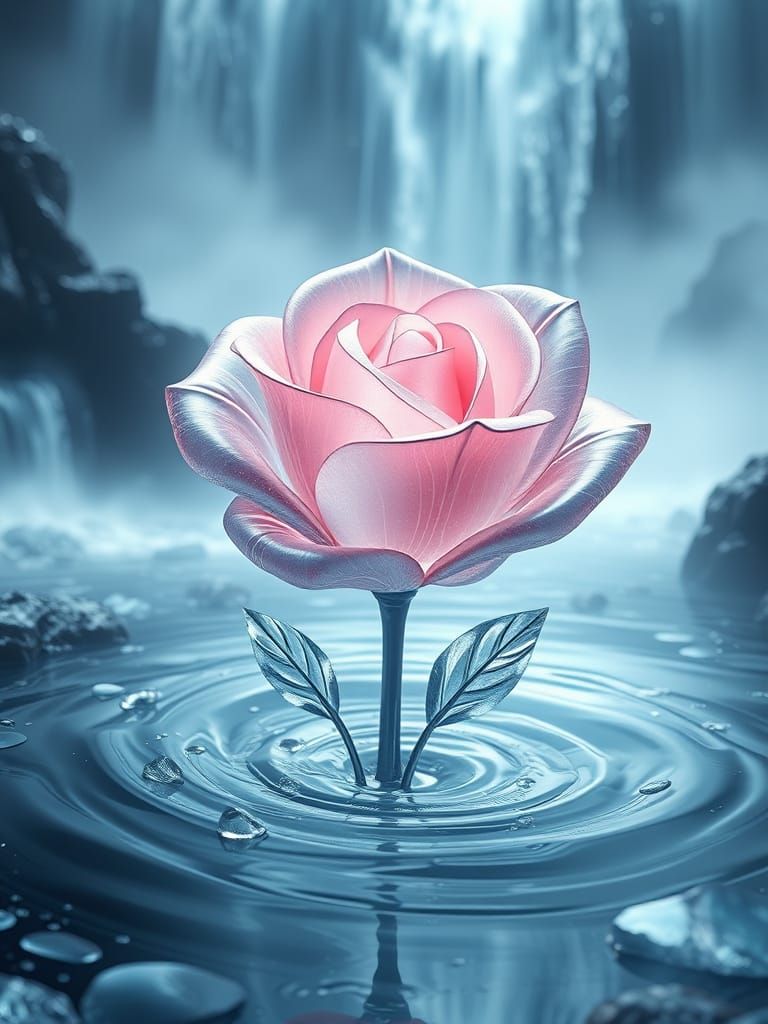 Translucent Rose in Waterfall Wonderland
