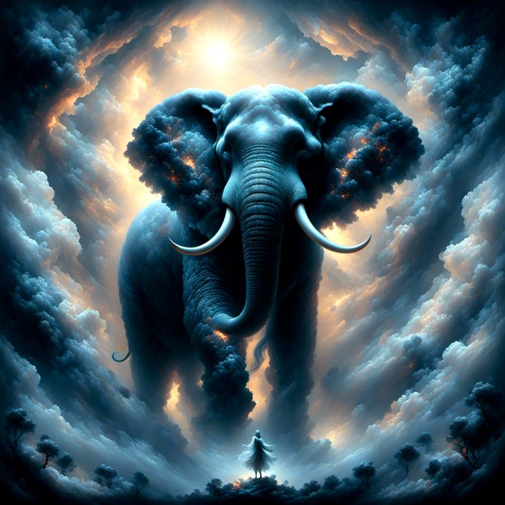 Fairy Summons Elephant from Storm Clouds