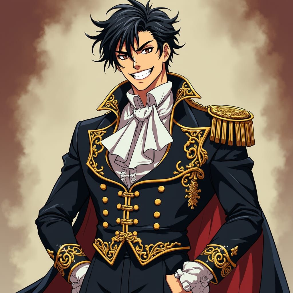 Aristocratic Maniac: Anime Portrait with Ornate Clothing