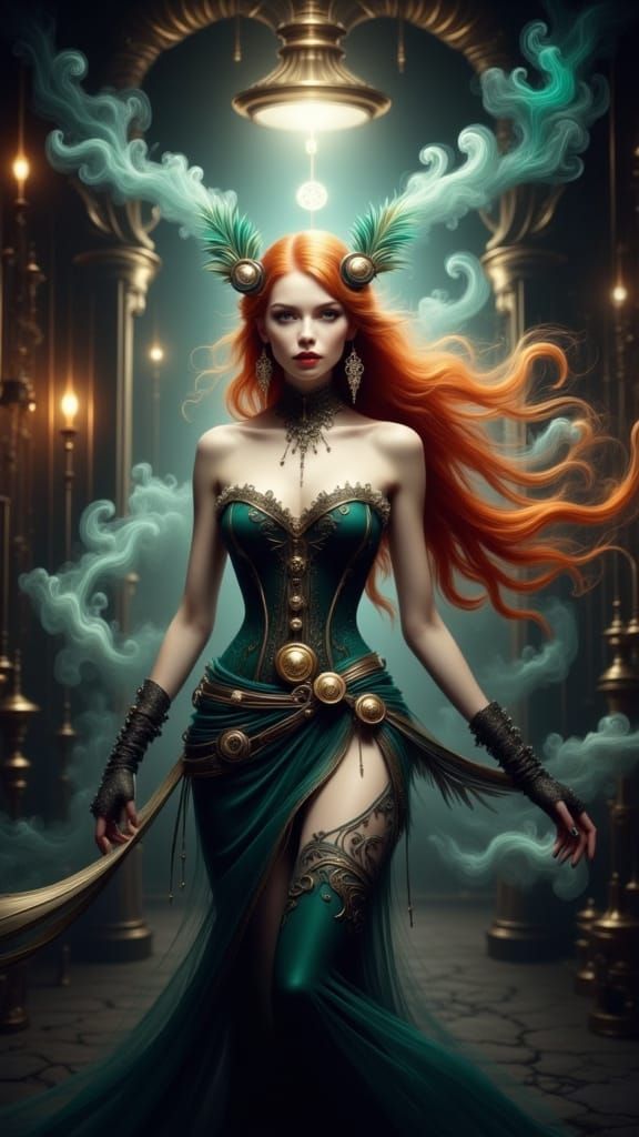 Ginger Vampire in Steampunk Laboratory