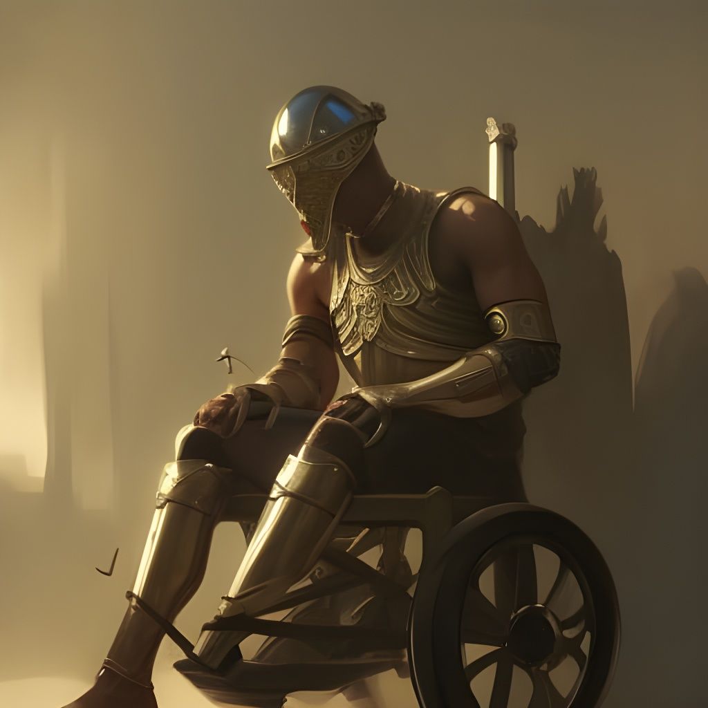 Medieval Warrior in Wheelchair: Hyperdetailed Portrait