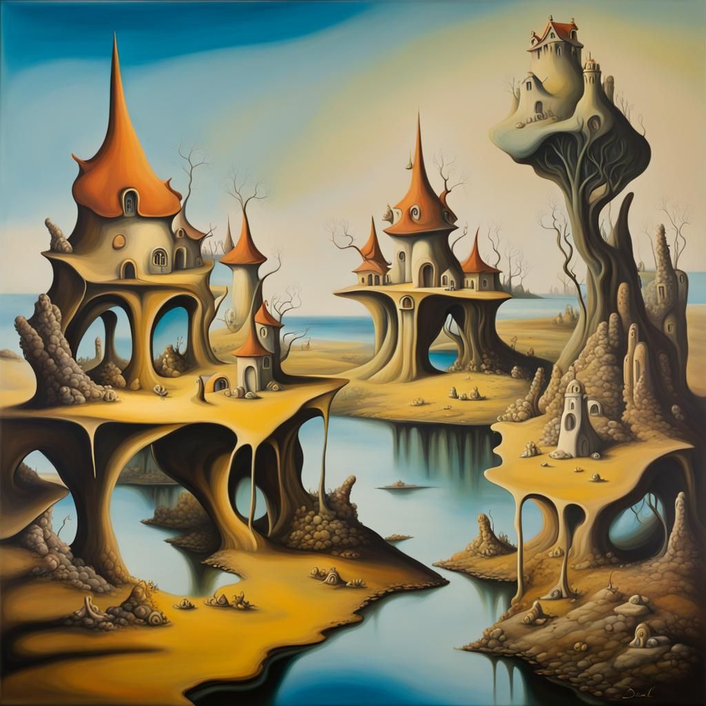 Surreal Fairy Village Inspired by Salvador Dali