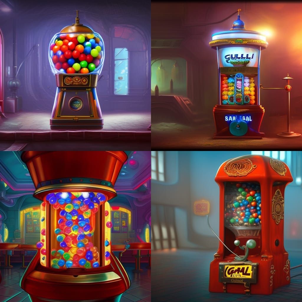 Fantastical Gumball Machine in Detailed Matte Painting