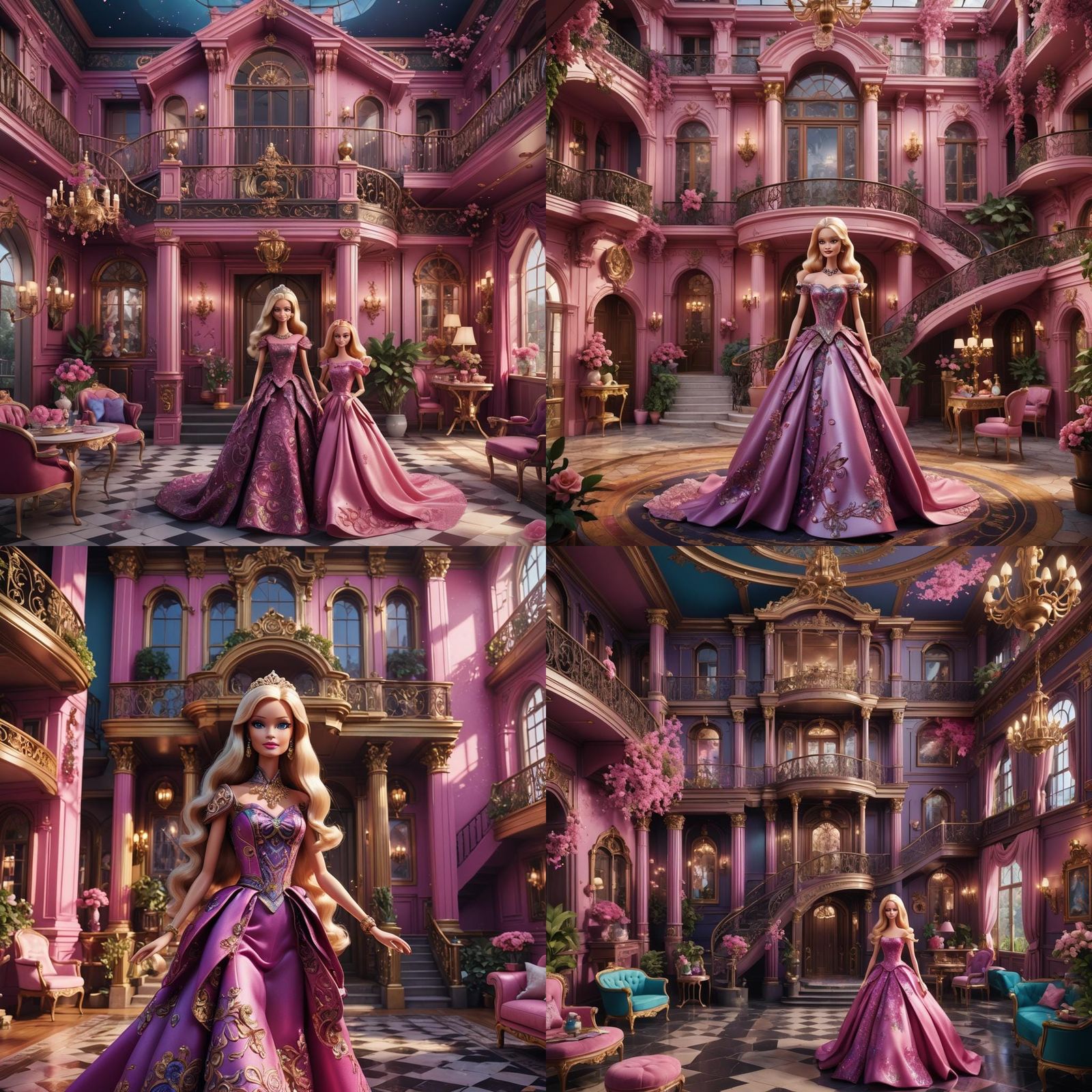 Barbie in Elegant House: Detailed Matte Painting
