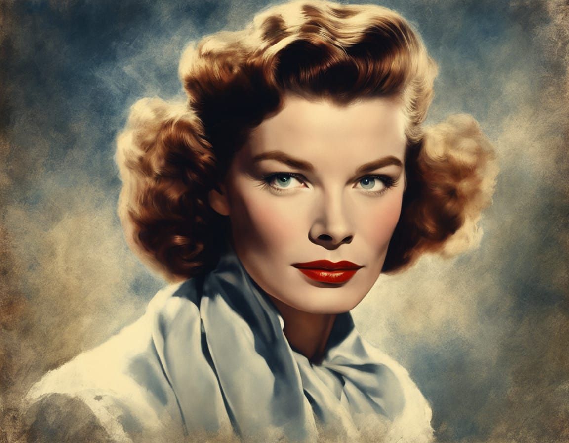 Katharine Hepburn Movie Poster in Impasto Style