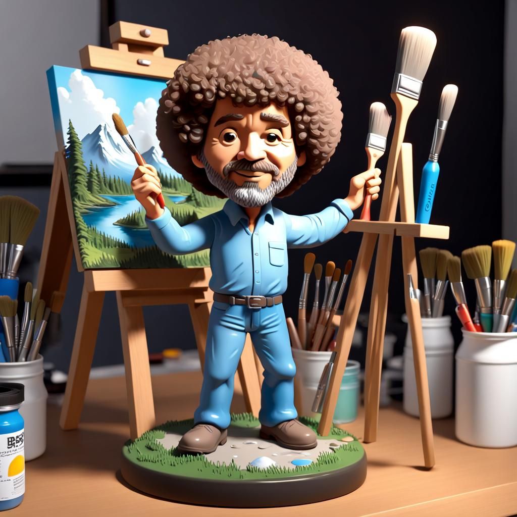 Bob Ross Bobblehead Figurine on Artstation