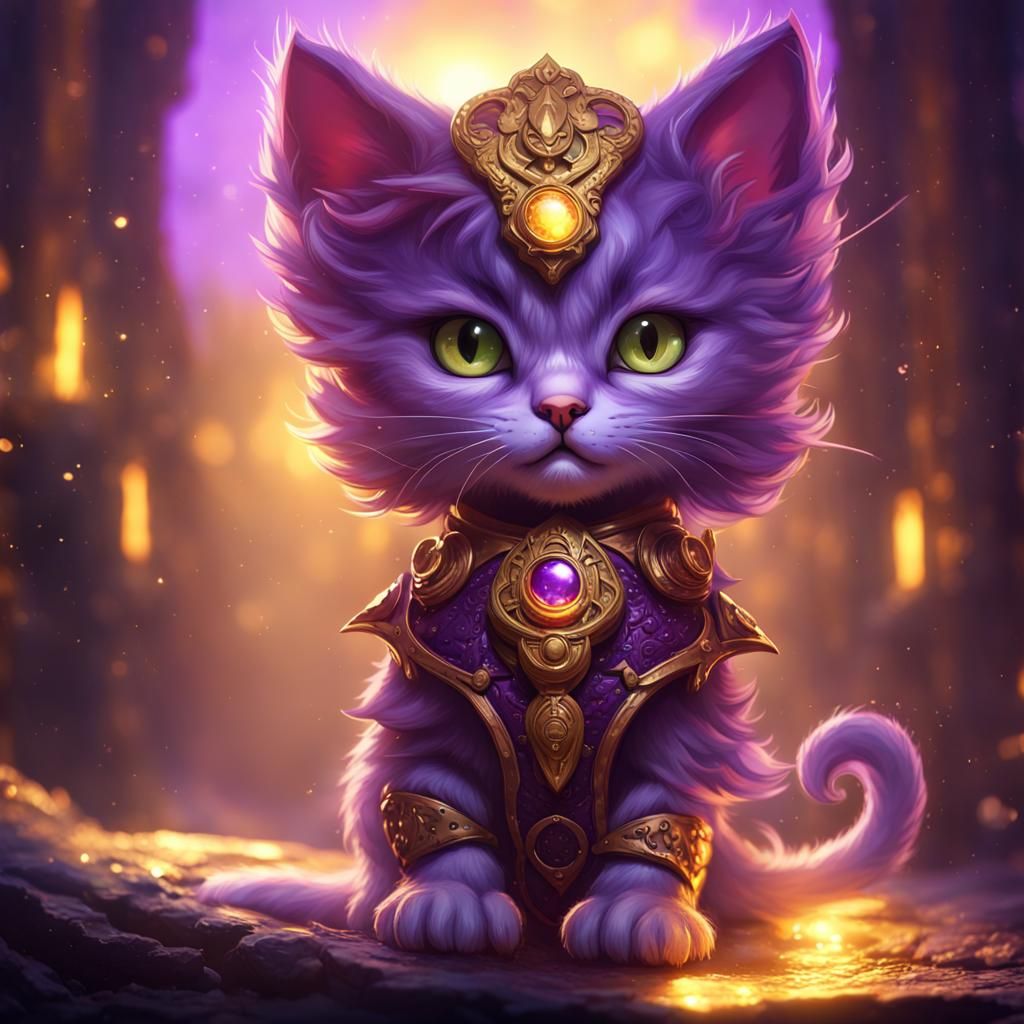 Sparkle Kitten's Epic Adventure: Dark Fantasy Art