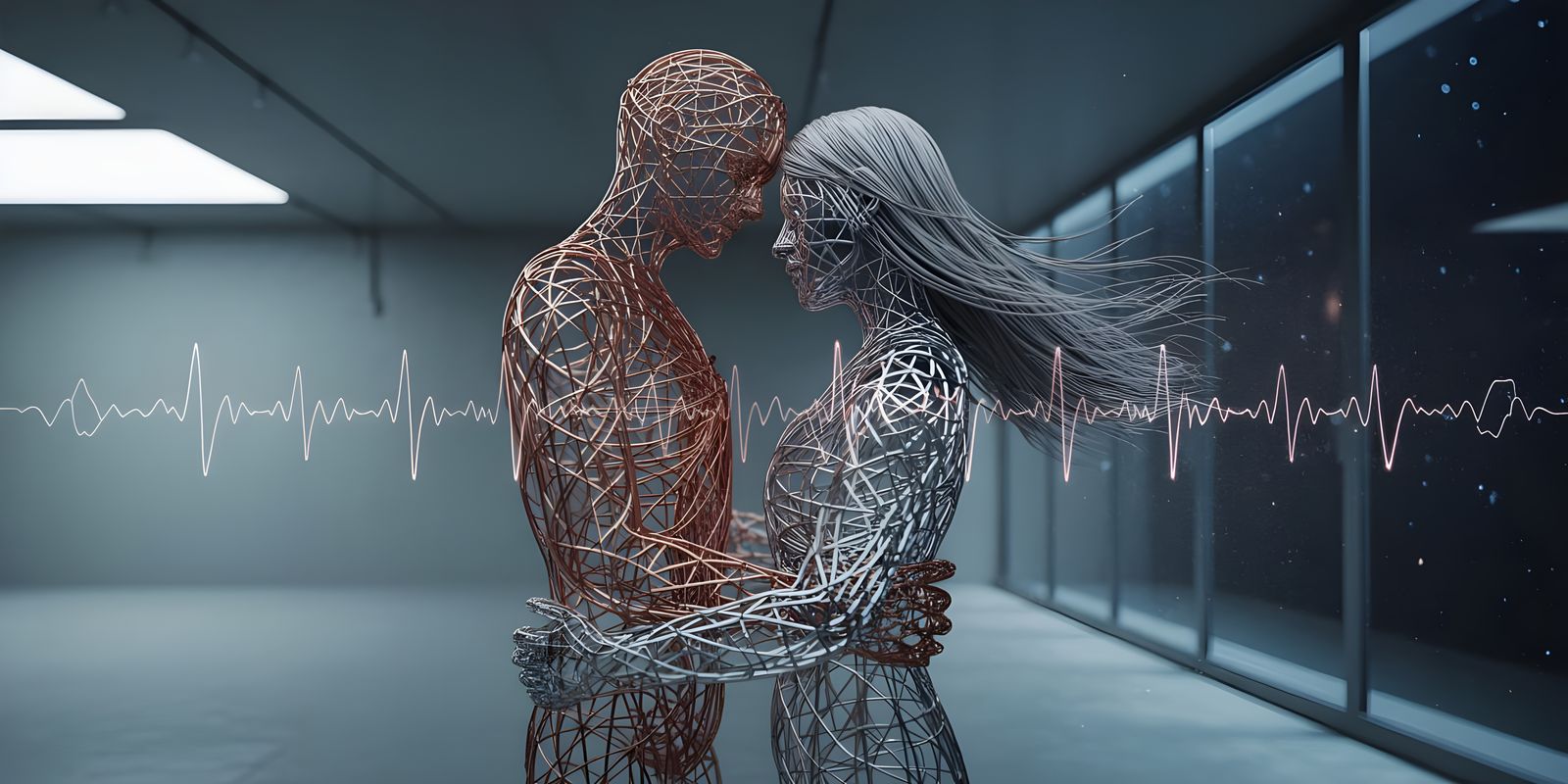 Futuristic Wire Sculpture in Zero Gravity