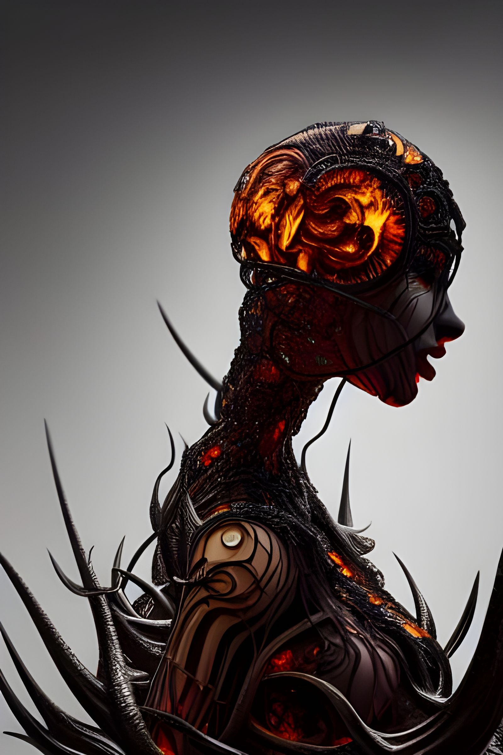 Fiery Glass Sculpture: Hyperdetailed Concept Art