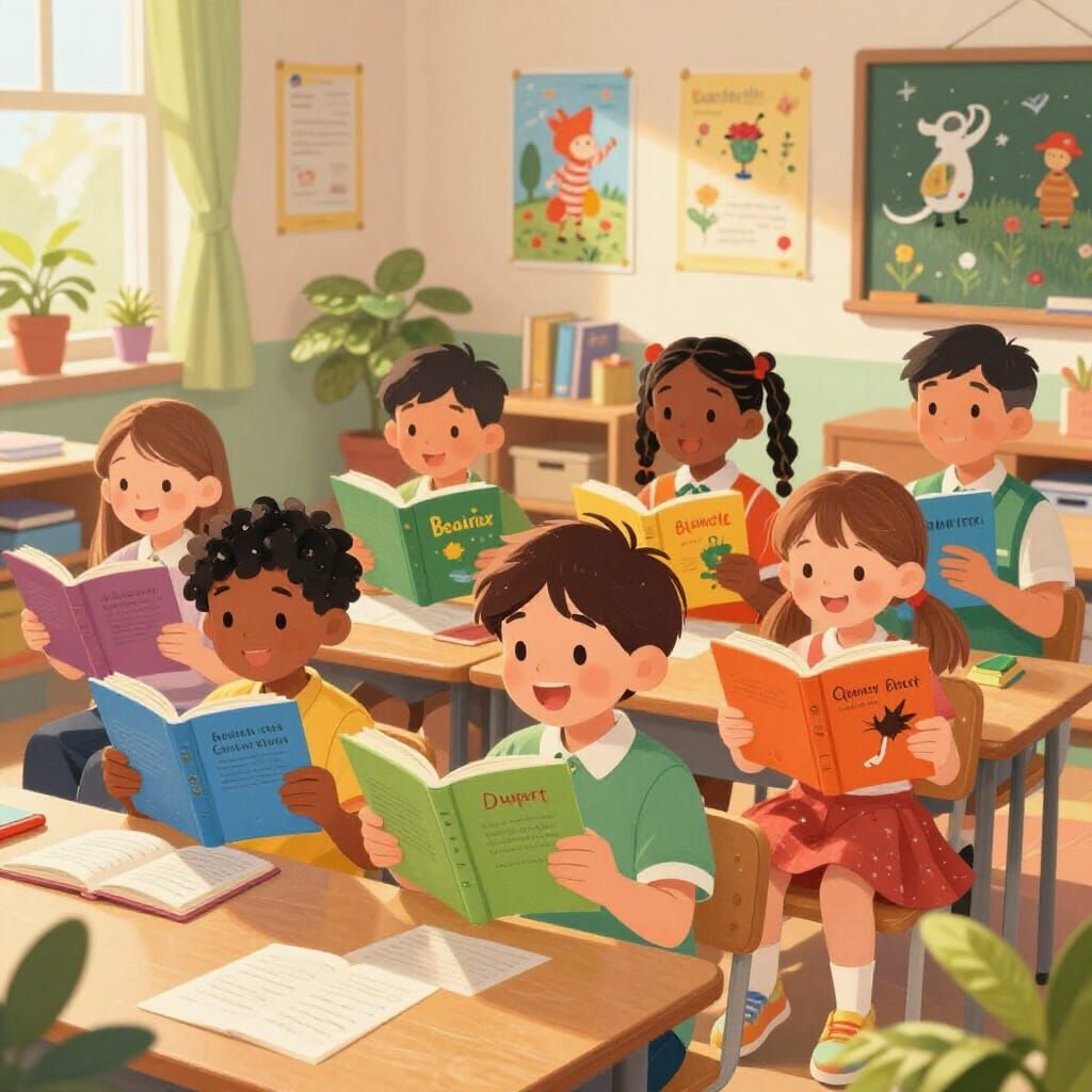 Joyful Diverse Children in Sunlit Classroom