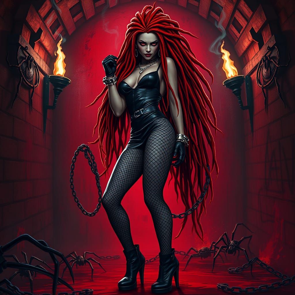 Tormented Dominatrix in Dark, Gothic Art Style
