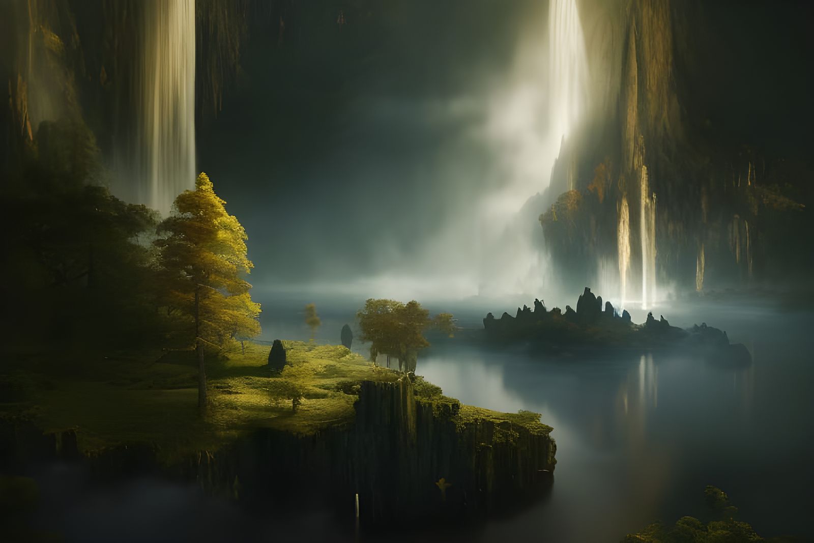 Ethereal Biopunk Garden with Golden Accents