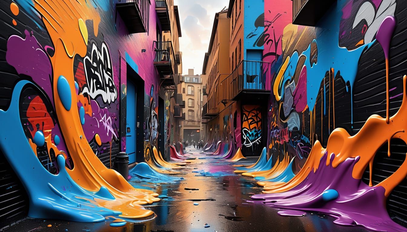 Graffiti Street Art Meets Splash Art in Vibrant Display