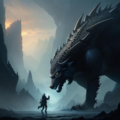 Dragon versus Wolf Movie Poster Concept Art
