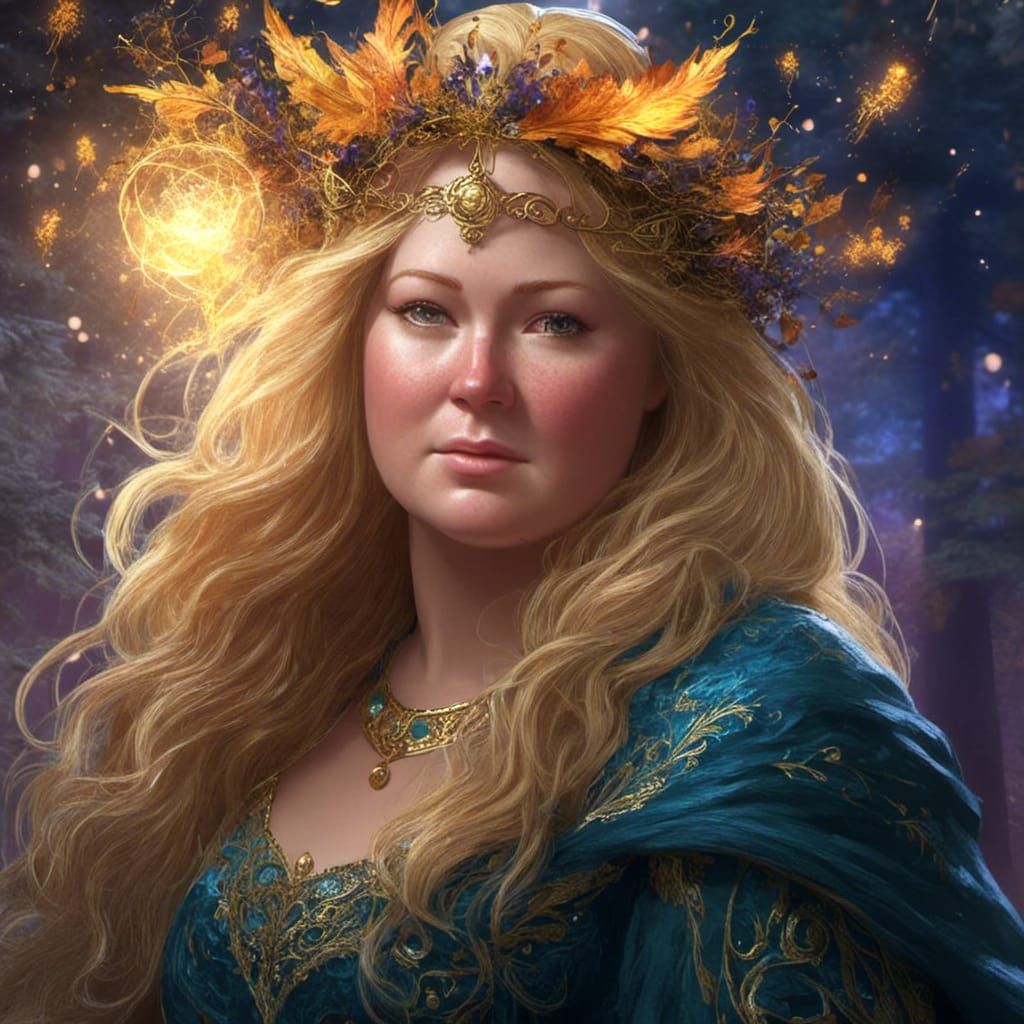 Powerful Sorceress Portrait with Magical Effects