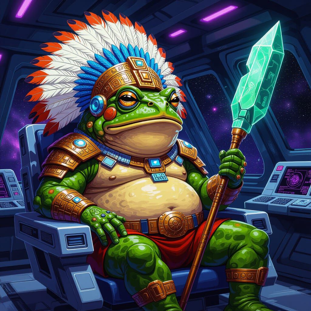 Space Admiral Toad in Aztec Starship Bridge