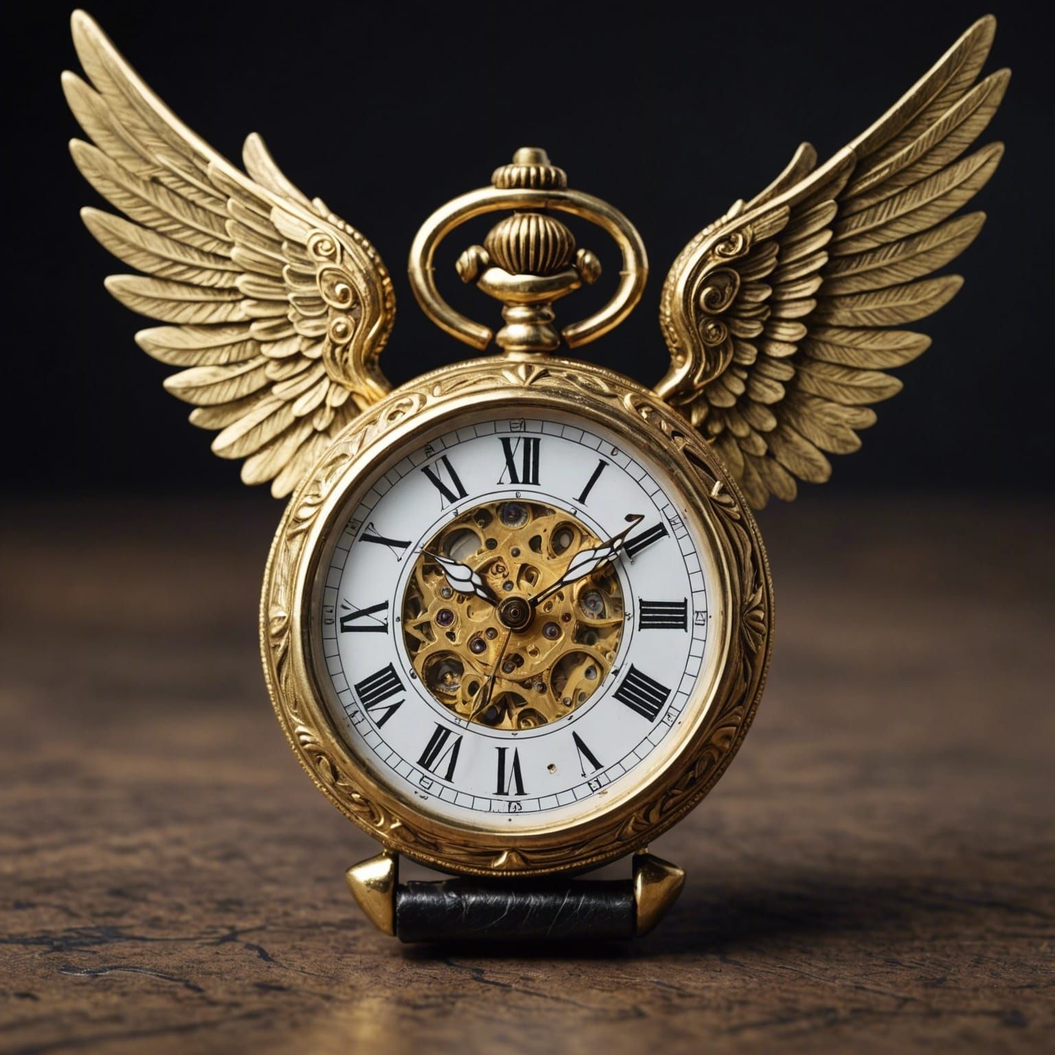 Golden Watch with Wings in Flight