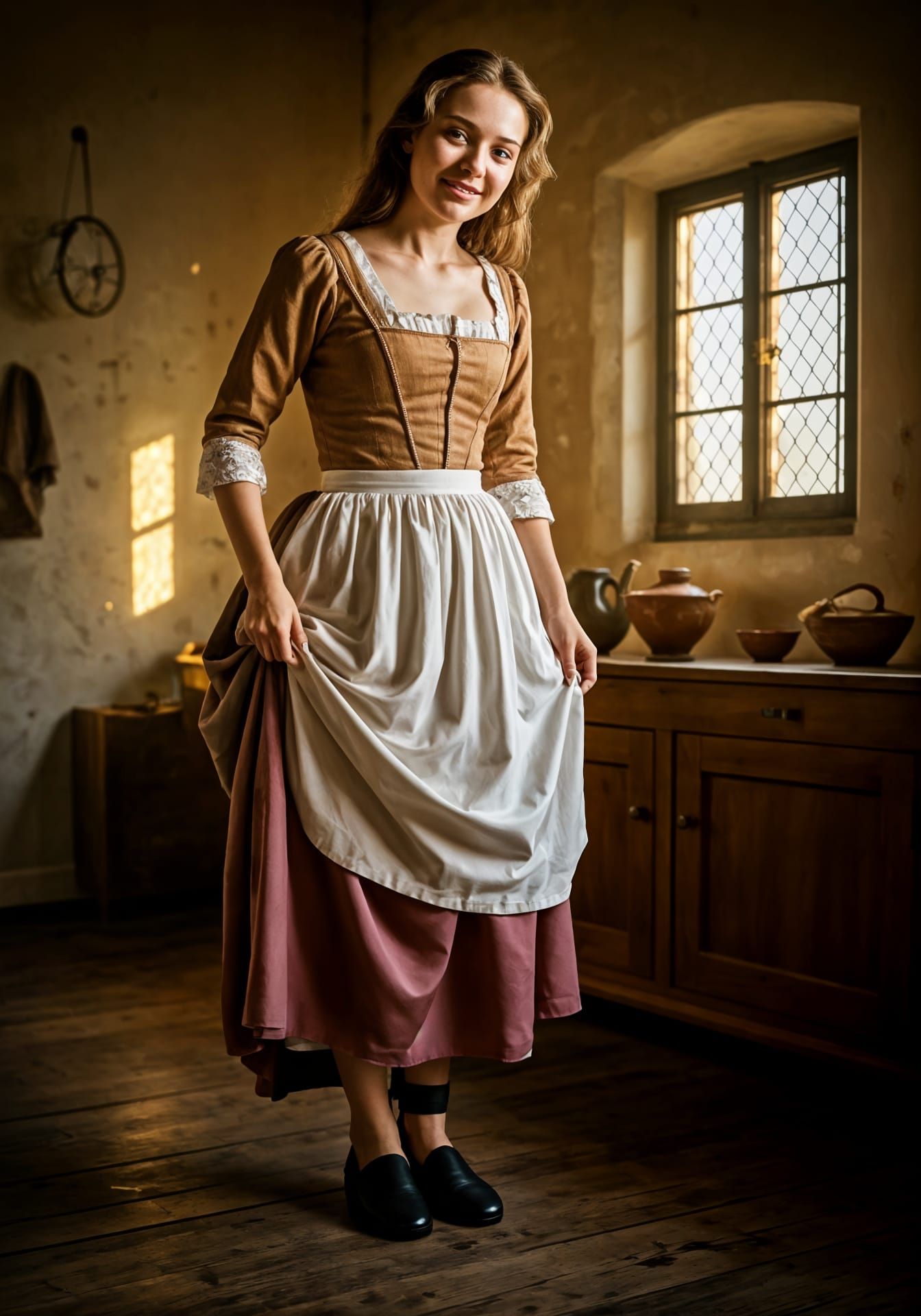 Vermeer-Inspired Portrait of a Young Woman with a Modern Twi...