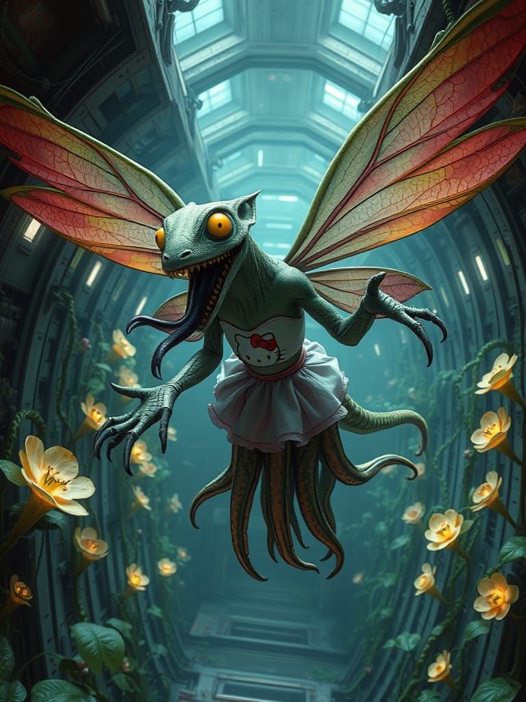 Eldritch Fairy in Spaceship, Hello Kitty Outfit