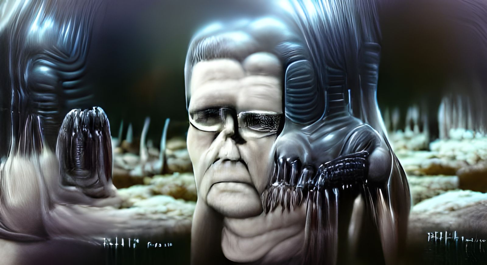 Unsettling Hank Hill Creature Design in Giger Style