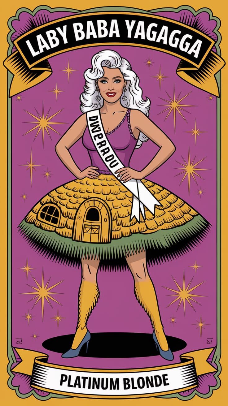 Beauty Pageant Contestant with Chicken Legs and Magic Hut Sk...