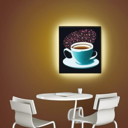 Glitter Art: Coffee Shop Scene with Flowers