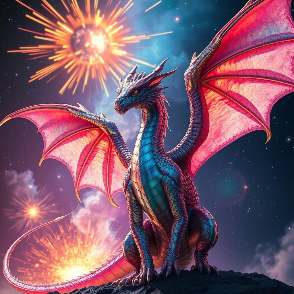 Iridescent Dragon with Celestial Wings in Ultra-HD