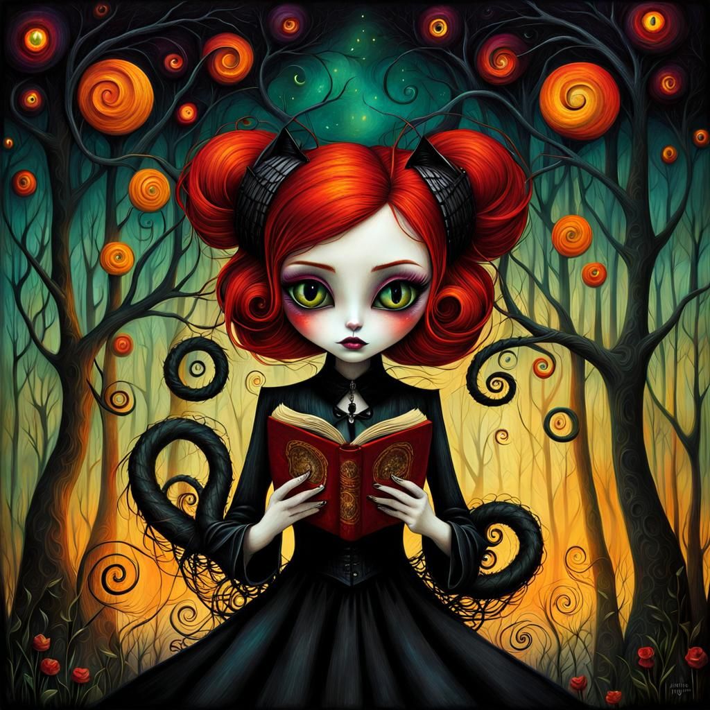 Gothic Punk Cat-Girl Reading: A Modern Fairytale