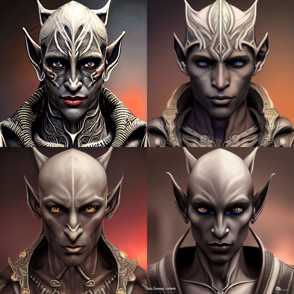 Detailed Dark Elf Drow Man Illustration